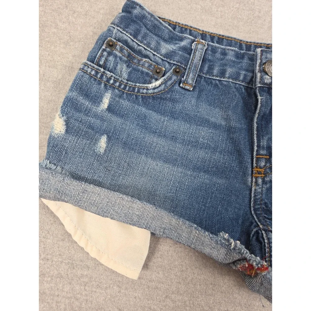 Ralph Lauren Junior Girls 12 Distressed Denim Shorts Cut Offs Medium Wash Boho